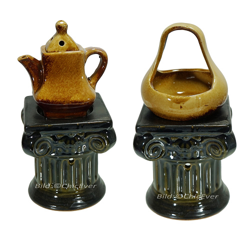 2x Duftlampen Keramik Aromalampen Duftstövchen braun 4177a - zum Schließen ins Bild klicken